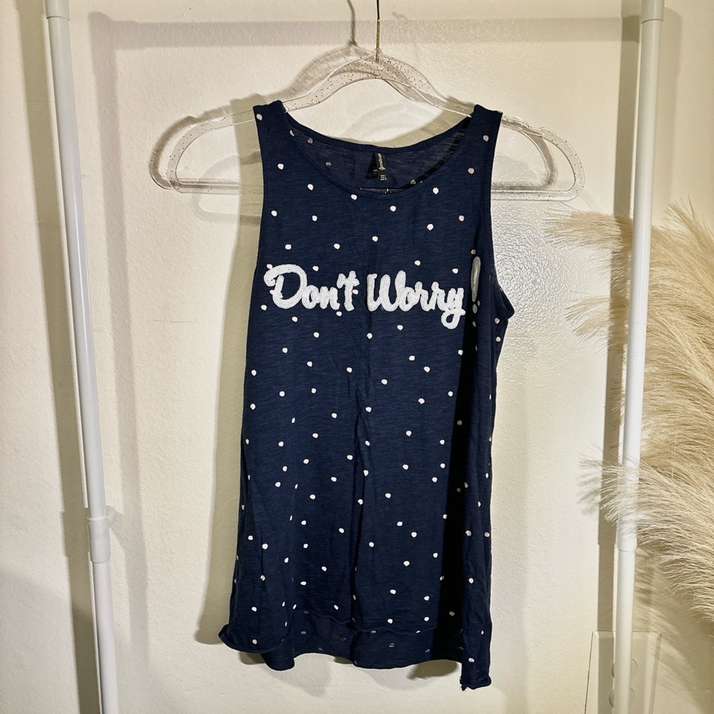 Stradivarius Navy Blue Polka Dot Tank Top